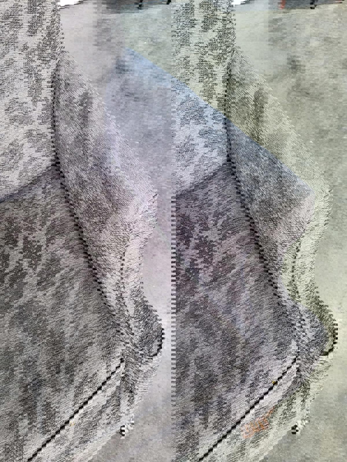 Antique repro? High back arm chair oak legs scroll arms