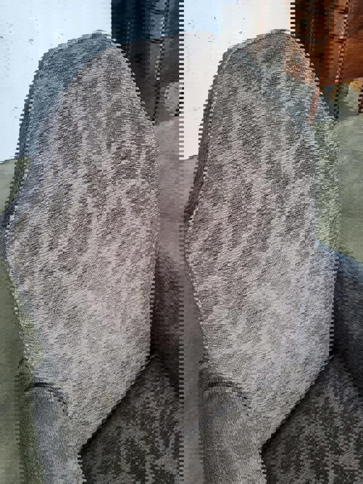 Antique repro? High back arm chair oak legs scroll arms