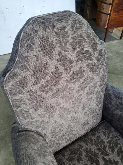 Antique repro? High back arm chair oak legs scroll arms