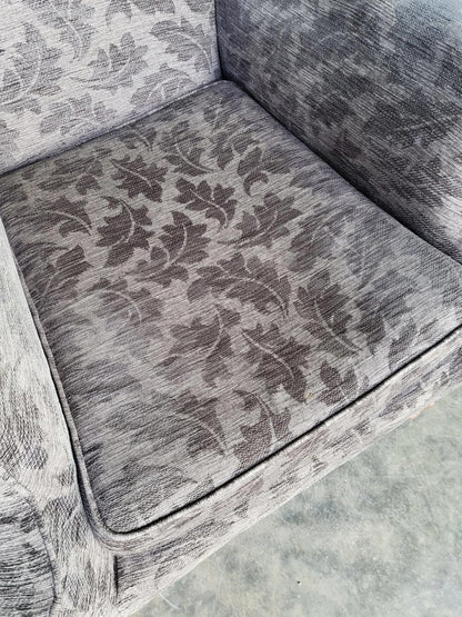 Antique repro? High back arm chair oak legs scroll arms