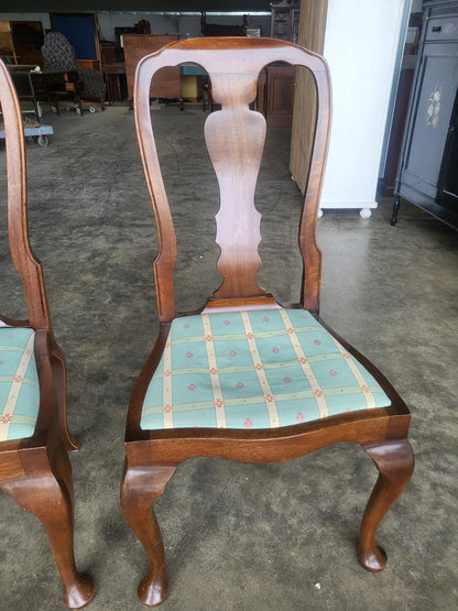 Antique repro 6 Queen Ann style high back dining chairs