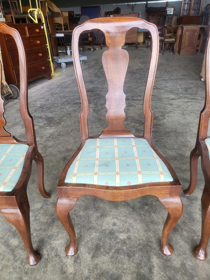Antique repro 6 Queen Ann style high back dining chairs