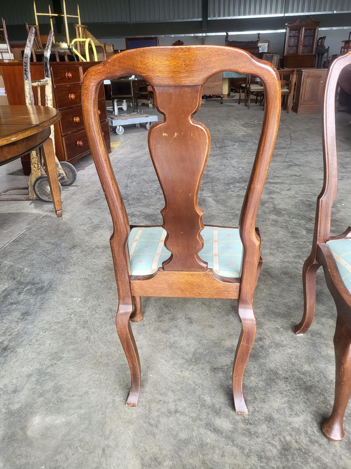 Antique repro 6 Queen Ann style high back dining chairs