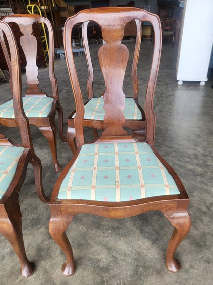 Antique repro 6 Queen Ann style high back dining chairs