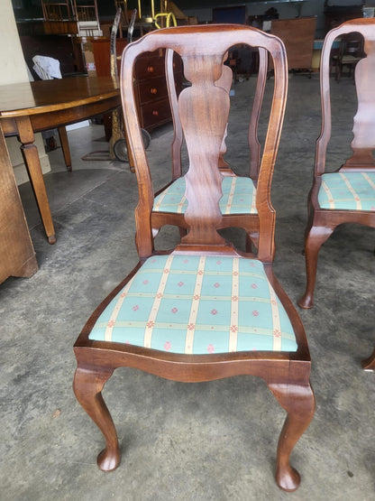 Antique repro 6 Queen Ann style high back dining chairs
