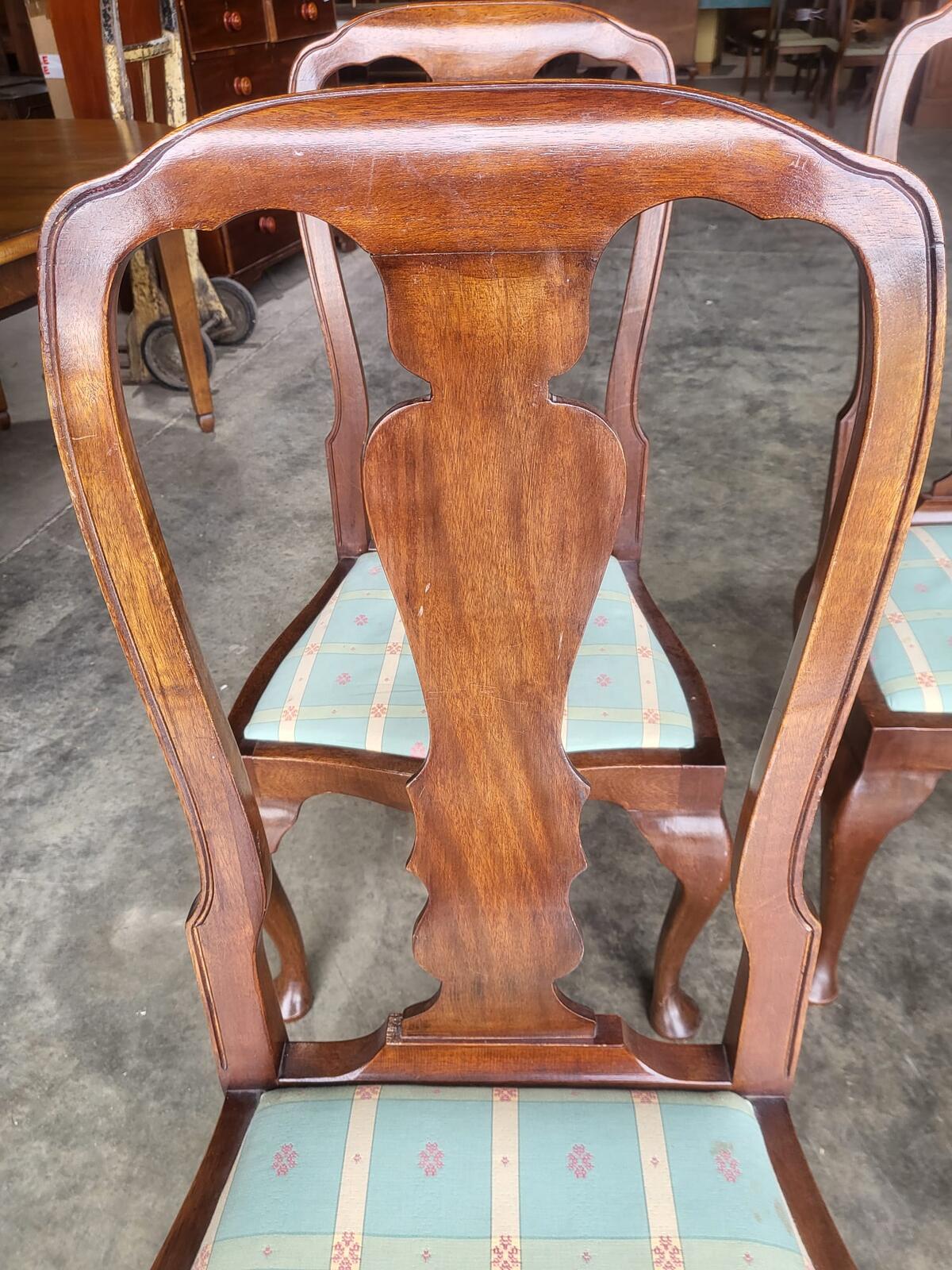 Antique repro 6 Queen Ann style high back dining chairs
