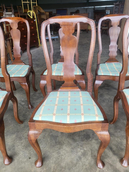 Antique repro 6 Queen Ann style high back dining chairs