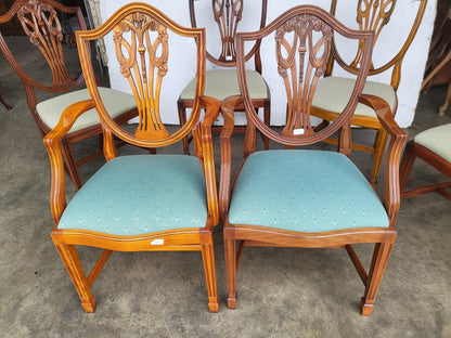 Antique Charles Barr repro shield back 6 mix dining chairs 2 carvers