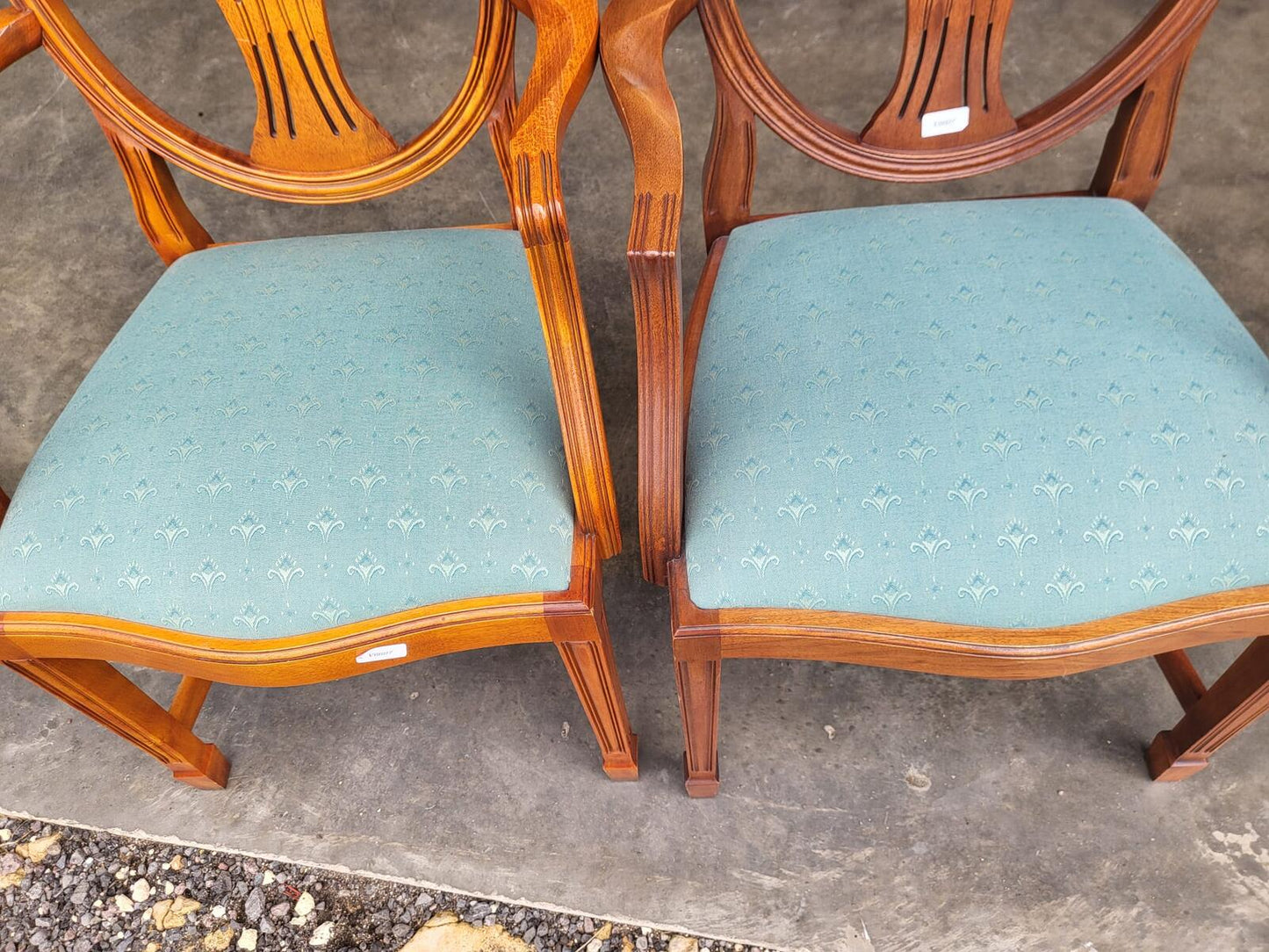 Antique Charles Barr repro shield back 6 mix dining chairs 2 carvers