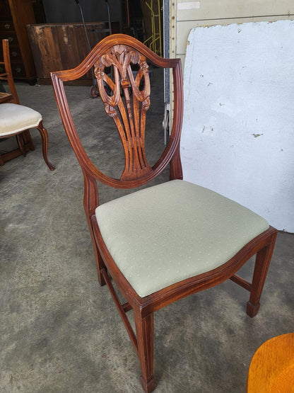Antique Charles Barr repro shield back 6 mix dining chairs 2 carvers