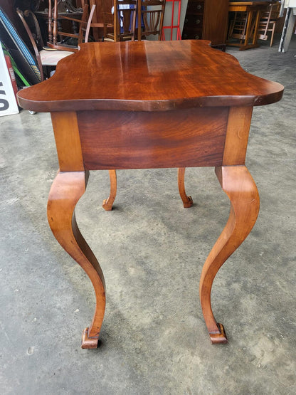 Antique small serpentine cabriole legs drawer table desk