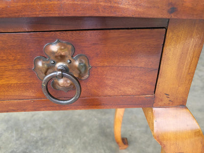 Antique small serpentine cabriole legs drawer table desk