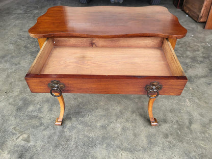 Antique small serpentine cabriole legs drawer table desk