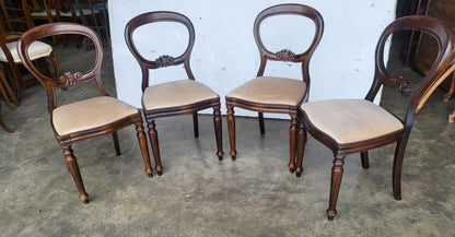 Antique repro 4 balloon back dining chairs cream