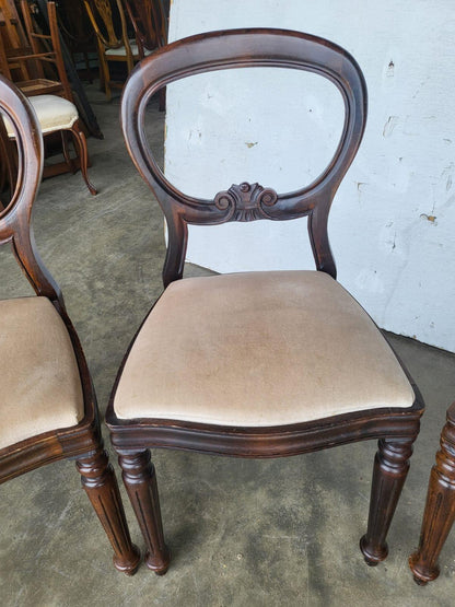 Antique repro 4 balloon back dining chairs cream
