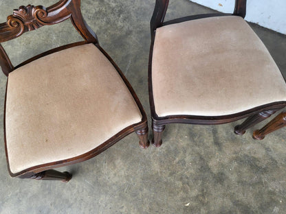 Antique repro 4 balloon back dining chairs cream
