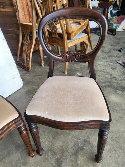 Antique repro 4 balloon back dining chairs cream