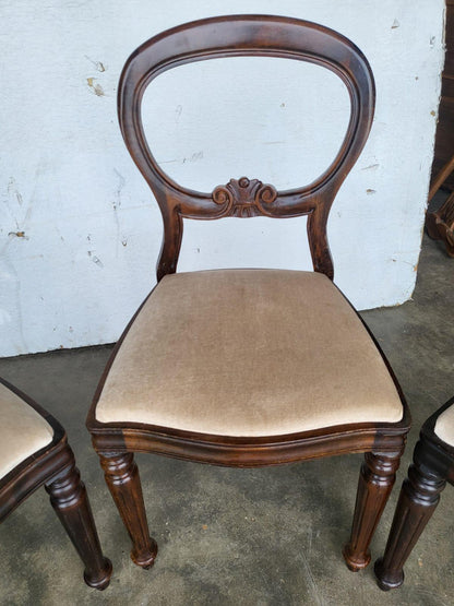 Antique repro 4 balloon back dining chairs cream