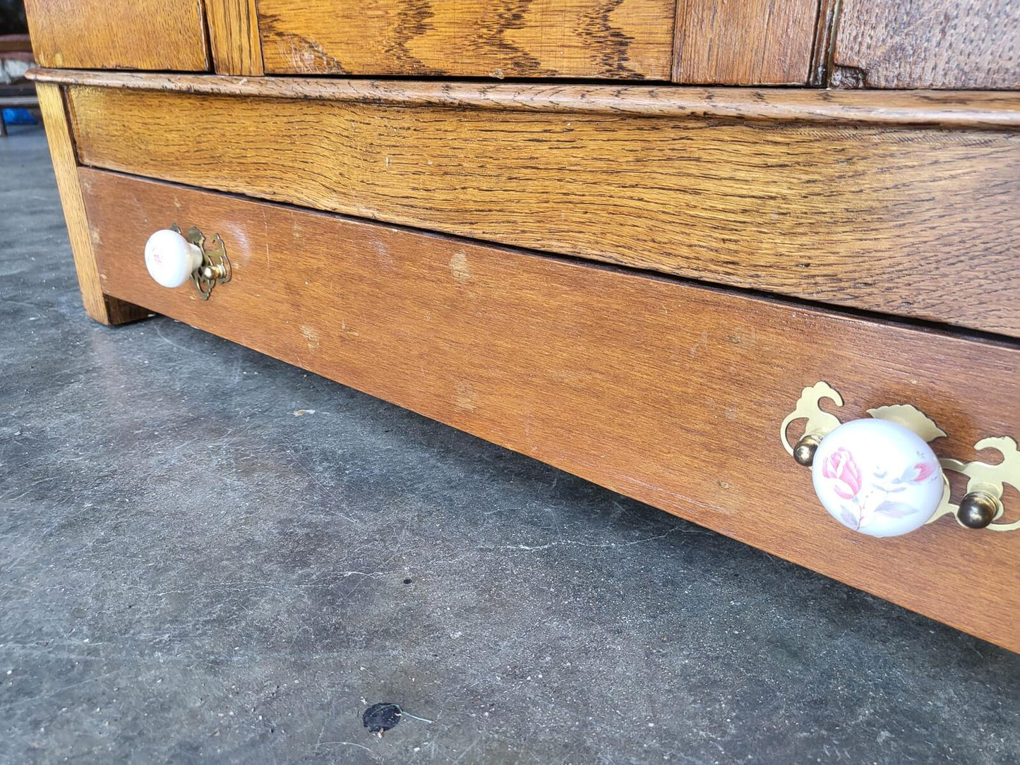 Antique art nouveau oak single mirrored door wardobe drawer