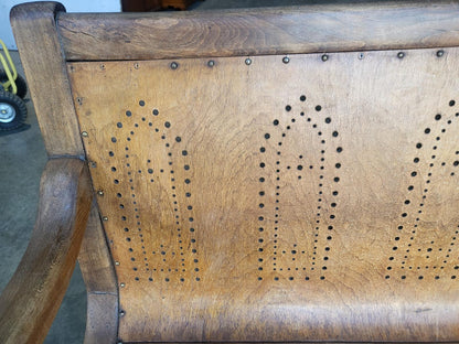 Antique arts and crafts bentwood church pub bench seat
