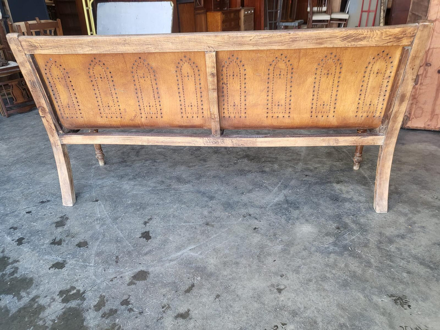 Antique arts and crafts bentwood church pub bench seat