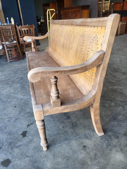 Antique arts and crafts bentwood church pub bench seat