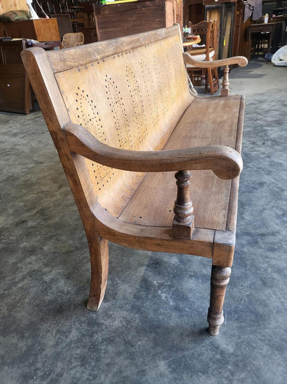Antique arts and crafts bentwood church pub bench seat