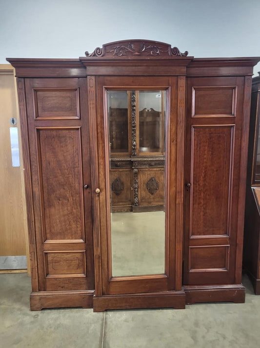 Antique breakdown triple wardrobe compactum drawers shelves