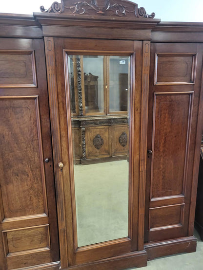 Antique breakdown triple wardrobe compactum drawers shelves