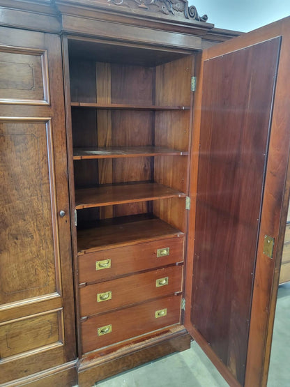 Antique breakdown triple wardrobe compactum drawers shelves