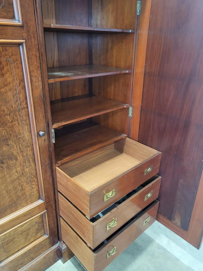 Antique breakdown triple wardrobe compactum drawers shelves