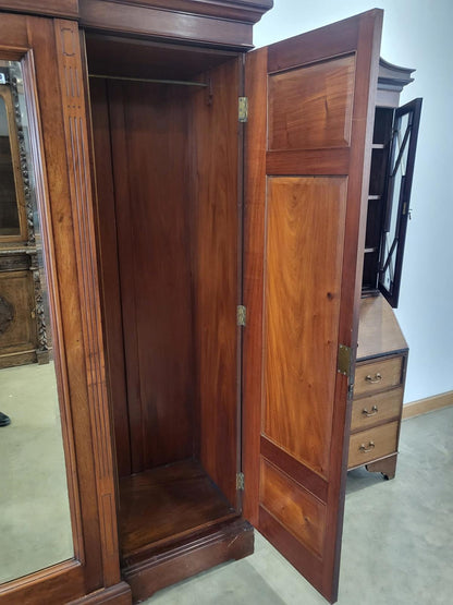 Antique breakdown triple wardrobe compactum drawers shelves