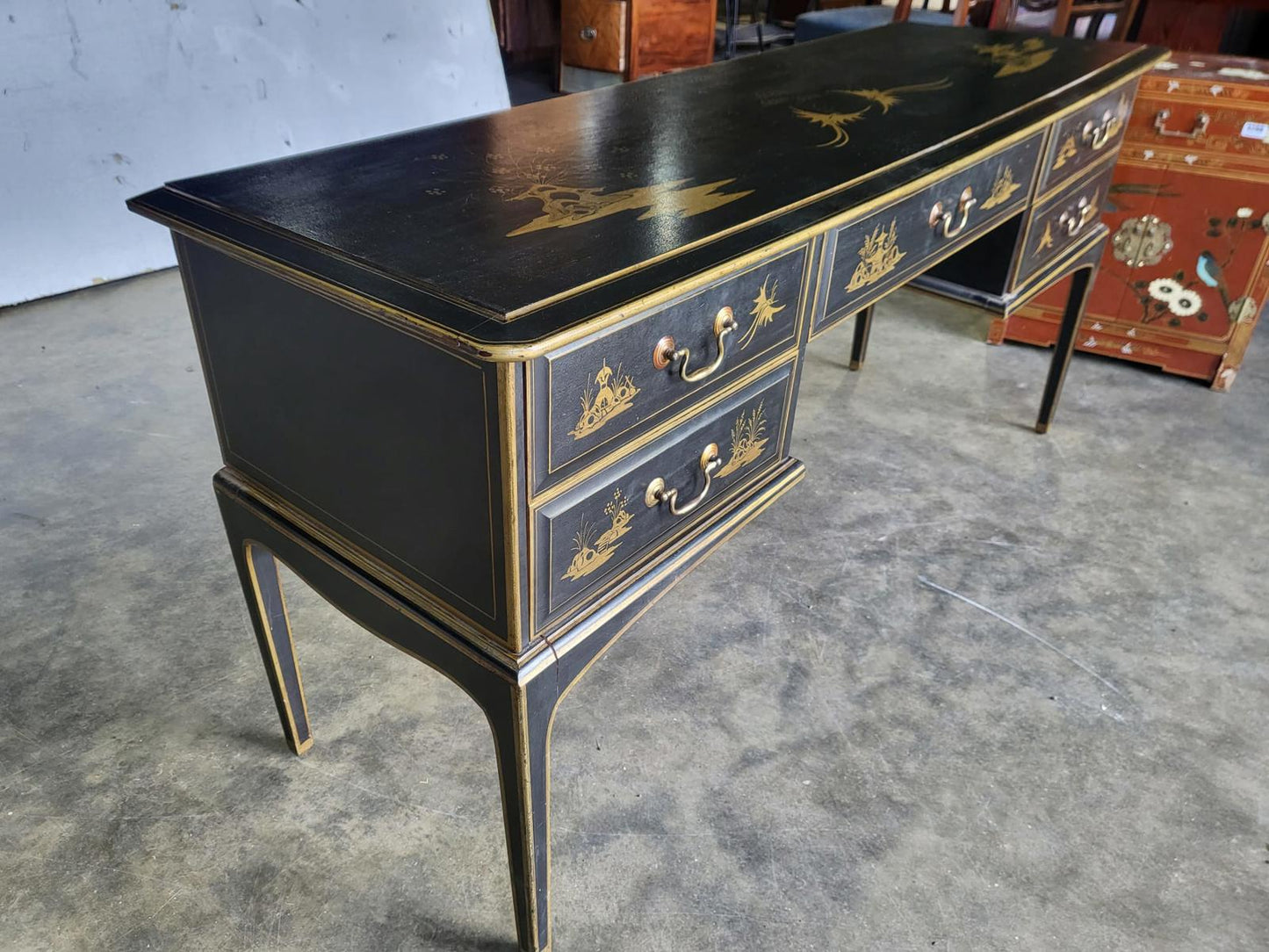 Chinese black gold dressing table sideboard drawers