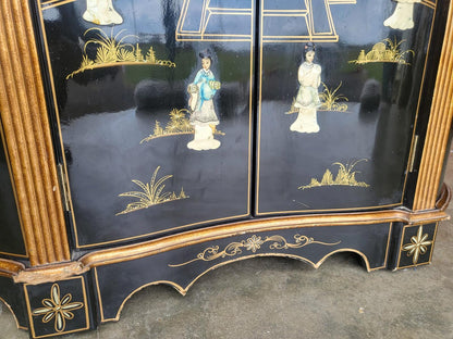 Chinese concave ornate lacquered sideboard cupboard shelves