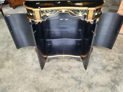 Chinese concave ornate lacquered sideboard cupboard shelves