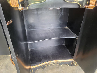 Chinese concave ornate lacquered sideboard cupboard shelves
