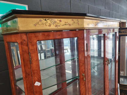 Chinese ornate  glazed curved bookcase display cabinet drawers