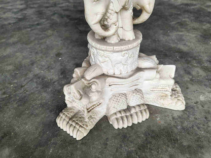 Vintage 20thc Chinese small pedestal carved round end side lamp table faux ivory