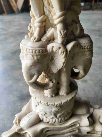 Vintage 20thc Chinese small pedestal carved round end side lamp table faux ivory