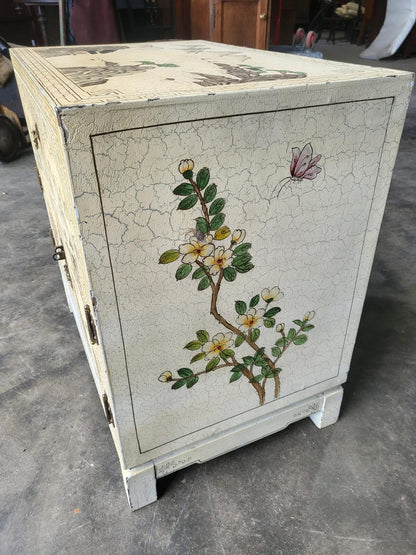 Chinese small cream side cabinet table drawer cupboard