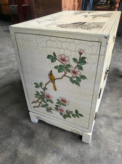 Chinese small cream side cabinet table drawer cupboard