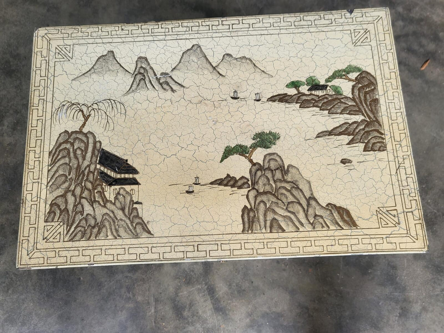 Chinese small cream side cabinet table drawer cupboard