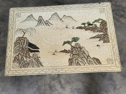 Chinese small cream side cabinet table drawer cupboard