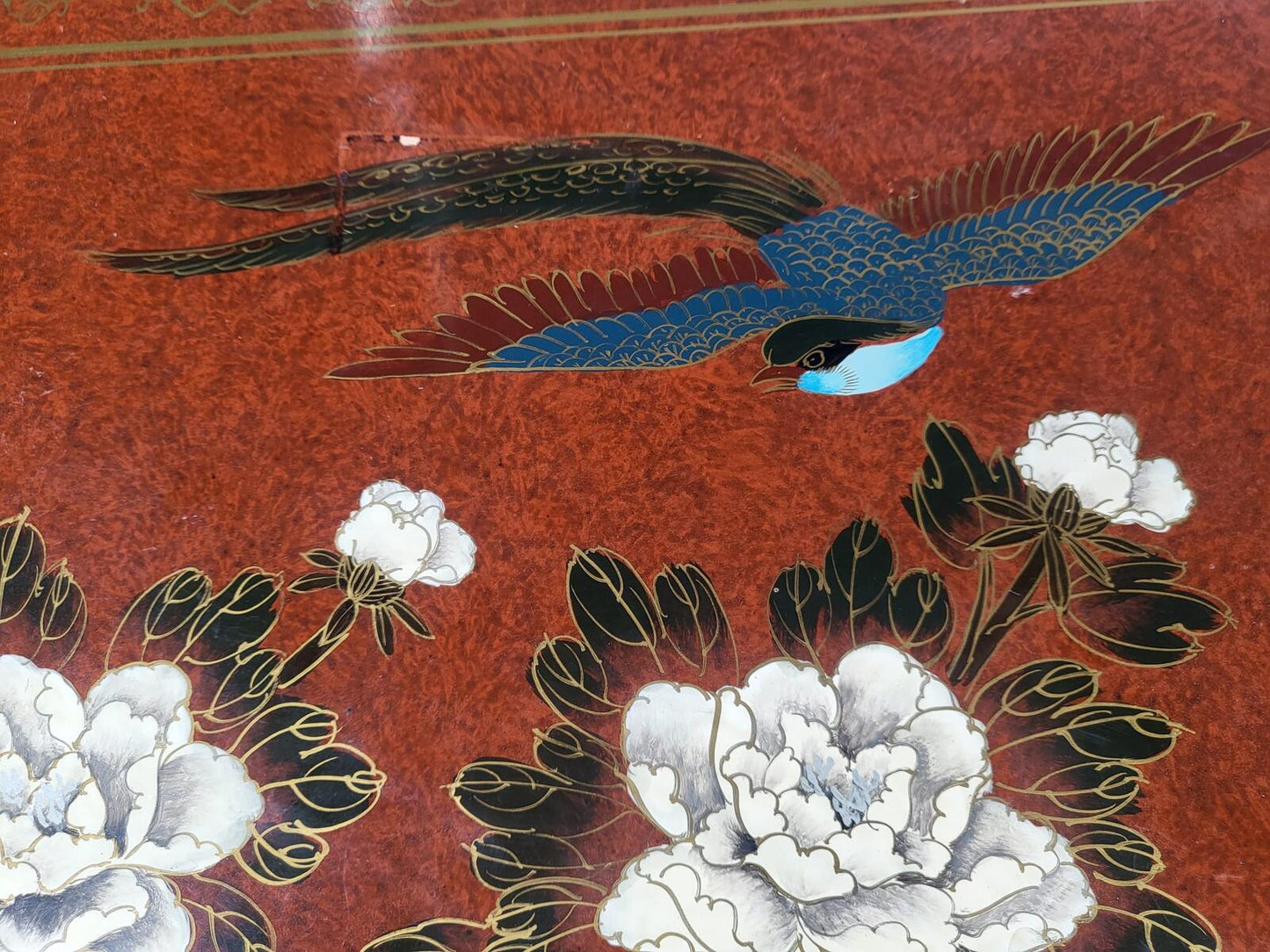 Chinese small ornate side end lamp table cupboard drawers