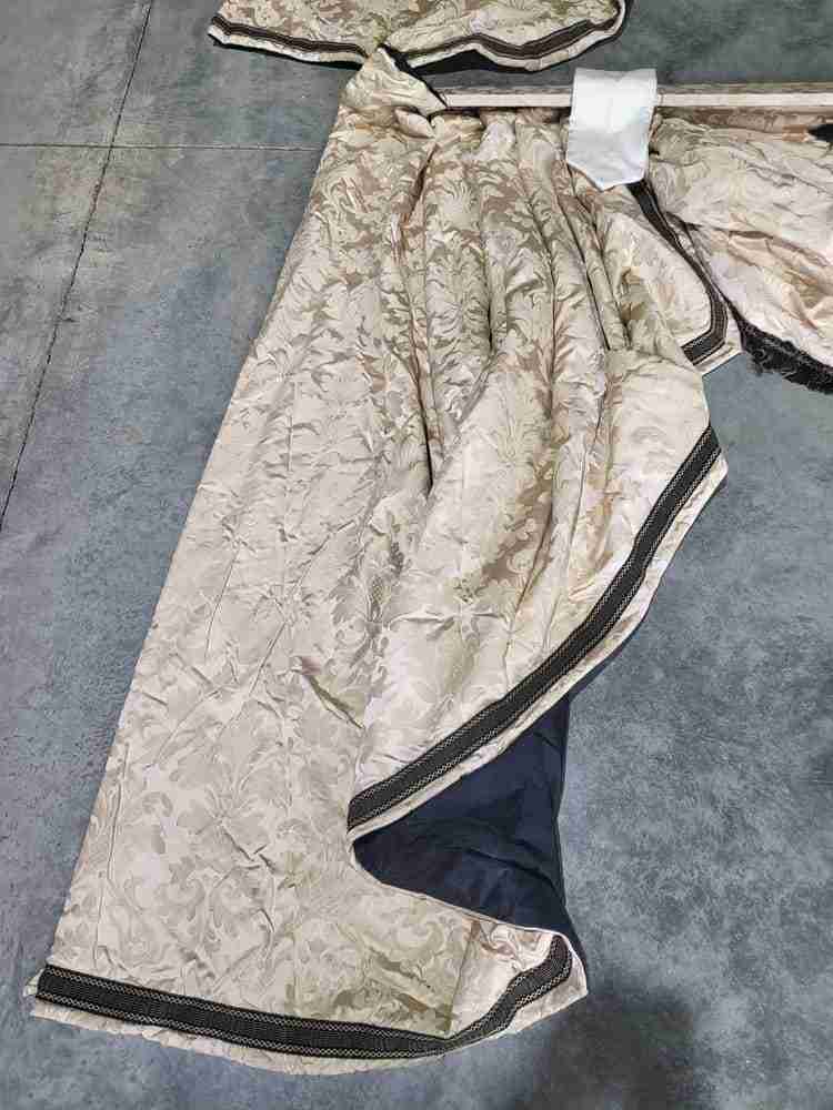 Curtains large pelmet swags gold cream fabric lined 299cm wx187 drop 9'10" wide
