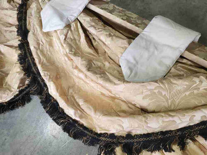 Curtains large pelmet swags gold cream fabric lined 299cm wx187 drop 9'10" wide