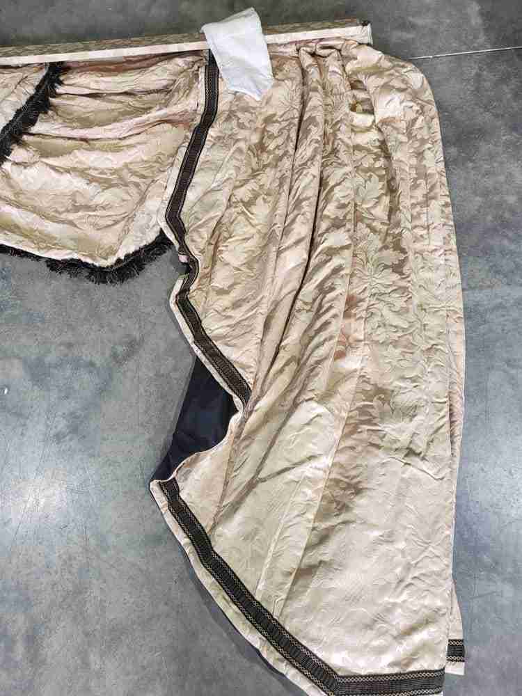 Curtains large pelmet swags gold cream fabric lined 299cm wx187 drop 9'10" wide