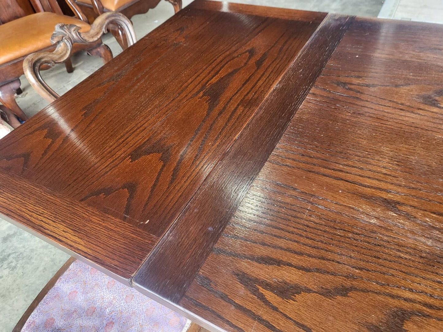 Vintage dark oak large extending pedestal dining table seat 12