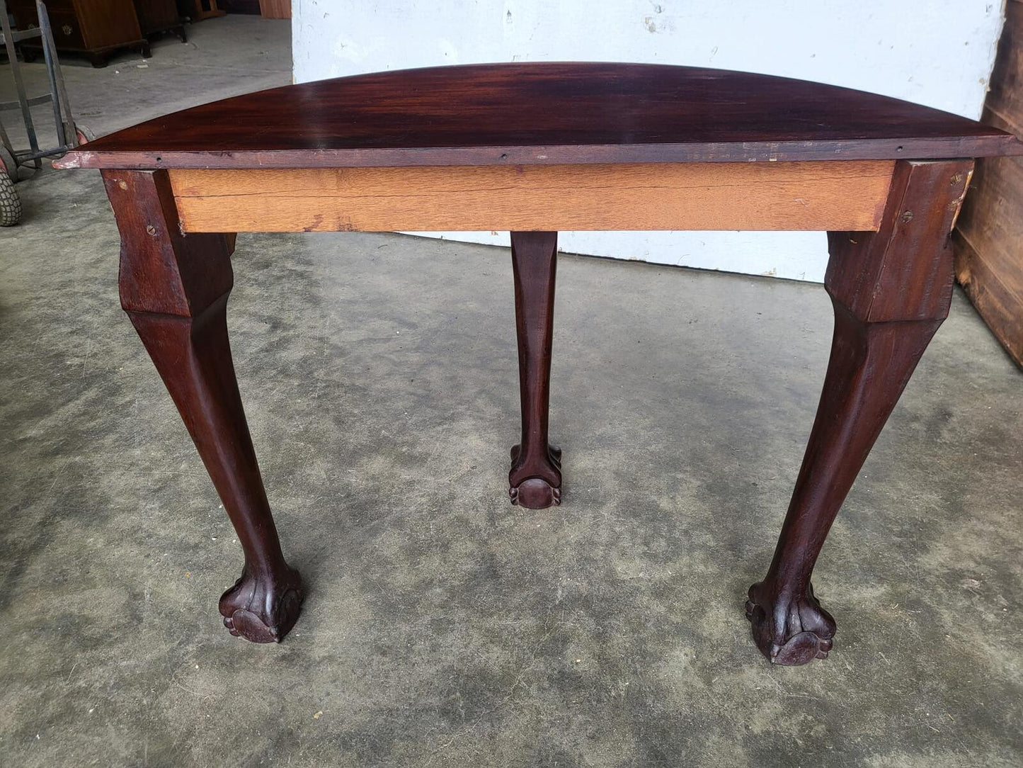 Antique demi lune hall side table claw ball feet