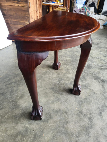 Antique demi lune hall side table claw ball feet